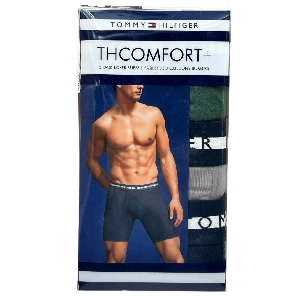 Tommy Hilfiger Men's Microfiber Boxer Briefs Size M (32-34) Green Gray 3 Pack